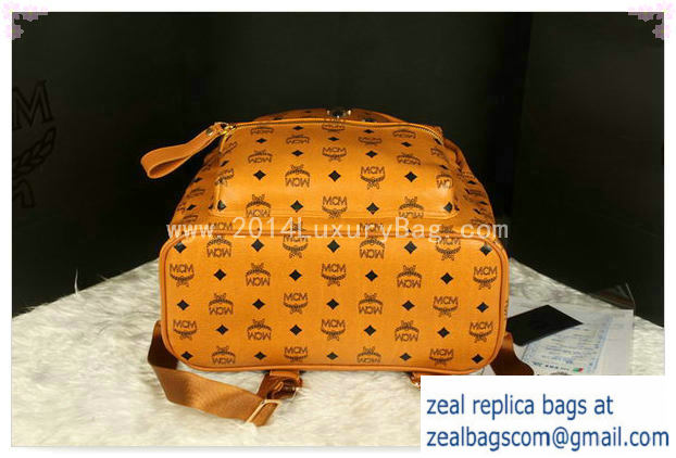 High Quality Replica MCM Stark Backpack Jumbo in Calf Leather 8006 Camel - Click Image to Close